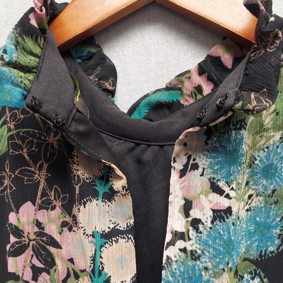 Melonie T Dress Floral Tiered Ruffle Neck Whimsigoth Fairy Goth Cottagecore M - Picture 8 of 16